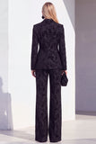Single Buckle Peak Lapel Black 2 Piece Women Suits