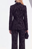 Single Buckle Peak Lapel Black 2 Piece Women Suits
