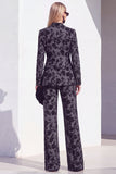 Single Buckle Peak Lapel Black 2 Piece Women Suits