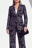 Single Buckle Peak Lapel Black 2 Piece Women Suits