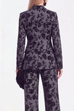 Single Buckle Peak Lapel Black 2 Piece Women Suits