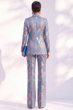 Peak Lapel Blue Single Buckle 2 Piece Suits