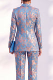 Peak Lapel Blue Single Buckle 2 Piece Suits