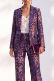 Peak Lapel Blue Single Buckle 2 Piece Suits