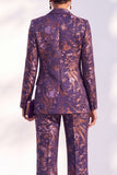 Peak Lapel Blue Single Buckle 2 Piece Suits