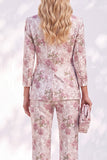 Notched Lapel Purple 3/4 Sleeve 2 piece Women Suits