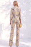 Notched Lapel Purple 3/4 Sleeve 2 piece Women Suits