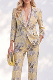Notched Lapel Purple 3/4 Sleeve 2 piece Women Suits