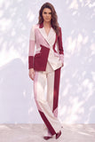 Single Breasted Peak Lapel Pink Burgundy 2 piece Women Suits
