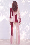 Single Breasted Peak Lapel Pink Burgundy 2 piece Women Suits