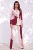 Single Breasted Peak Lapel Pink Burgundy 2 piece Women Suits