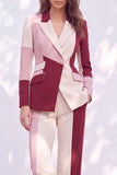 Single Breasted Peak Lapel Pink Burgundy 2 piece Women Suits