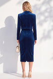 Notched Lapel Burgundy Long Sleeve 2 Piece Skirt Suits