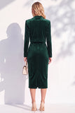 Notched Lapel Burgundy Long Sleeve 2 Piece Skirt Suits