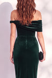 Asymmetrical Neck Burgundy Sheath Midi Velvet Dress