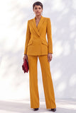 2 Piece Peak Lapel Burgundy Double Breasted Women Suits
