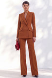2 Piece Peak Lapel Burgundy Double Breasted Women Suits