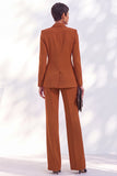 2 Piece Peak Lapel Burgundy Double Breasted Women Suits