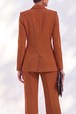 2 Piece Peak Lapel Burgundy Double Breasted Women Suits