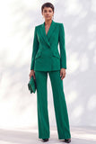 2 Piece Peak Lapel Burgundy Double Breasted Women Suits