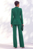 2 Piece Peak Lapel Burgundy Double Breasted Women Suits