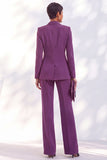 2 Piece Peak Lapel Burgundy Double Breasted Women Suits
