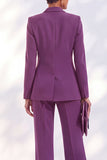 2 Piece Peak Lapel Burgundy Double Breasted Women Suits