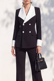Double Breasted Blue 2 Piece Long Sleeve Women Suits