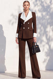 Double Breasted Blue 2 Piece Long Sleeve Women Suits