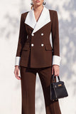 Double Breasted Blue 2 Piece Long Sleeve Women Suits