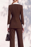 Double Breasted Blue 2 Piece Long Sleeve Women Suits