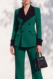 Double Breasted Blue 2 Piece Long Sleeve Women Suits
