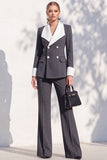 Double Breasted Blue 2 Piece Long Sleeve Women Suits