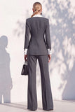 Double Breasted Blue 2 Piece Long Sleeve Women Suits