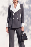 Double Breasted Blue 2 Piece Long Sleeve Women Suits