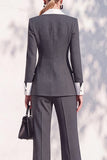 Double Breasted Blue 2 Piece Long Sleeve Women Suits