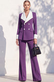 Double Breasted Blue 2 Piece Long Sleeve Women Suits