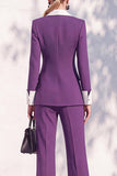 Double Breasted Blue 2 Piece Long Sleeve Women Suits