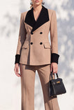 Double Breasted Blue 2 Piece Long Sleeve Women Suits
