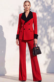 Double Breasted Blue 2 Piece Long Sleeve Women Suits