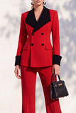 Double Breasted Blue 2 Piece Long Sleeve Women Suits