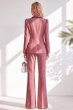 Notched Lapel Brown 2 Piece Double Breasted Women Suits