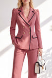 Notched Lapel Brown 2 Piece Double Breasted Women Suits