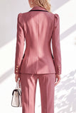 Notched Lapel Brown 2 Piece Double Breasted Women Suits