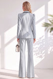 Notched Lapel Brown 2 Piece Double Breasted Women Suits