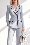 Notched Lapel Brown 2 Piece Double Breasted Women Suits