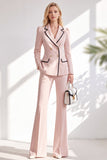 Notched Lapel Brown 2 Piece Double Breasted Women Suits