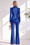 Notched Lapel Brown 2 Piece Double Breasted Women Suits