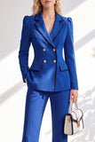 Notched Lapel Brown 2 Piece Double Breasted Women Suits