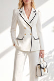 Notched Lapel Brown 2 Piece Double Breasted Women Suits